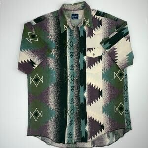 Wrangler Men’s Vintage Southwestern Western Aztec Button Up Shirt XL Earth Tones